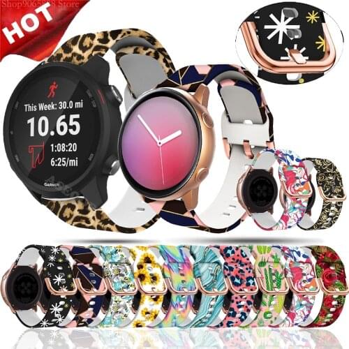 STRAP 20MM smart watch Strap Flower Printed silicone Band For samsung galaxy active 2/Forerunner 245 645/Vivoactive 3 3t S40 HR