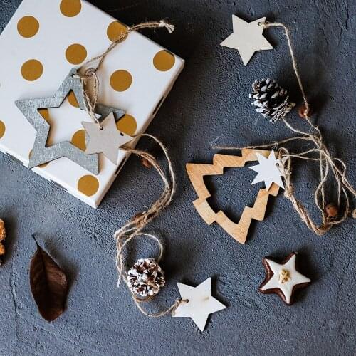 Natural Wood Christmas Pendant Stars Christmas Tree Pine Corn Drop Ornaments Creative Nordic Style Party/Holiday Decoration