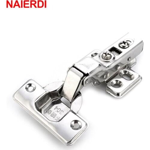 NAIERDI 4PCS C Series Stainless Steel Hinge Door Hydraulic Hinges Damper Buffer Soft Close For Cabinet Cupboard Door Furniture