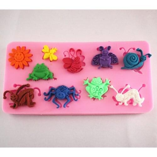 Sun and cute little insects silicone cake fondant decoration mold tools FM261
