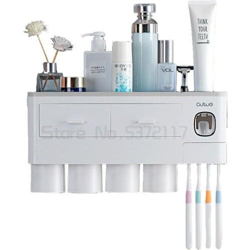 Storage rack for wall accessories of toothpaste automatic distribution box equipped with assembly . Joint bathroom accessories