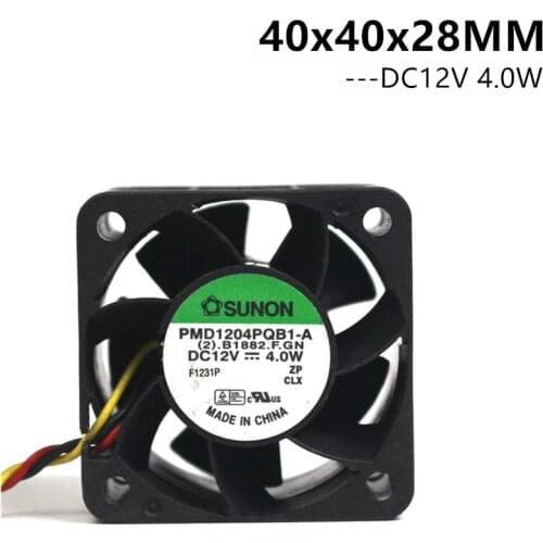 The Original Sunon PMD1204PQB1-A 4cm 4028 12V 4W 1U2U server fans Big power server cooling fan 3 lines