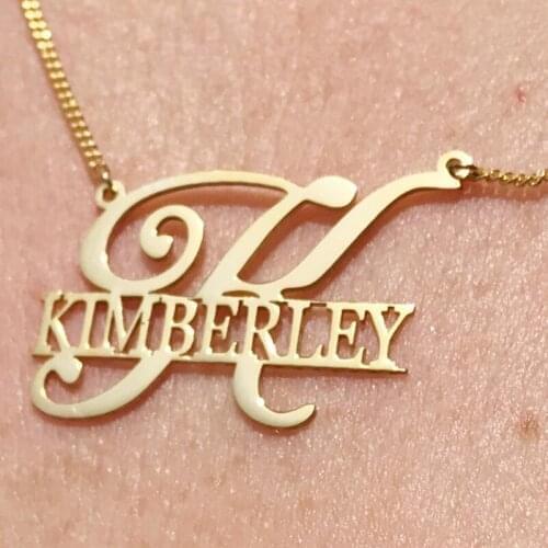 Unique Style Personalized Name Necklaces Big First Letters Pendants Customized Jewelry Nameplate Choker Necklace For Women Gifs