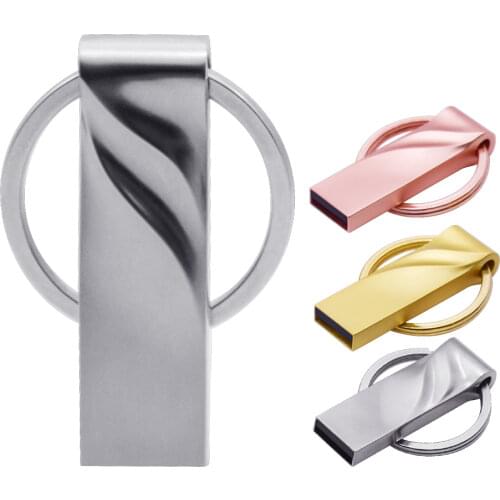 Custom Logo USB 2.0 Pen Drive 64gb 128gb 8gb 4gb Usb Flash Drive 16gb 32gb Metal Pendrive Usb Stick with Keychain Flash Drive