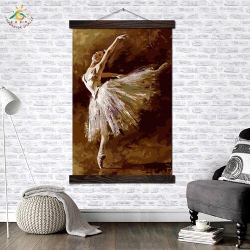 Ballet Dancing Girl Vintage Posters and Prints Scroll Painting Canvas Wall Art Picture Farme Painting Decoration for Living Room