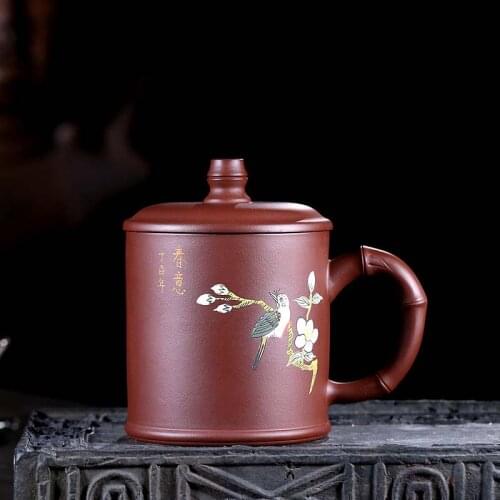 Yixing famous Zisha Cup handmade Kungfu teacup cover cup office make tea Purple mud spring