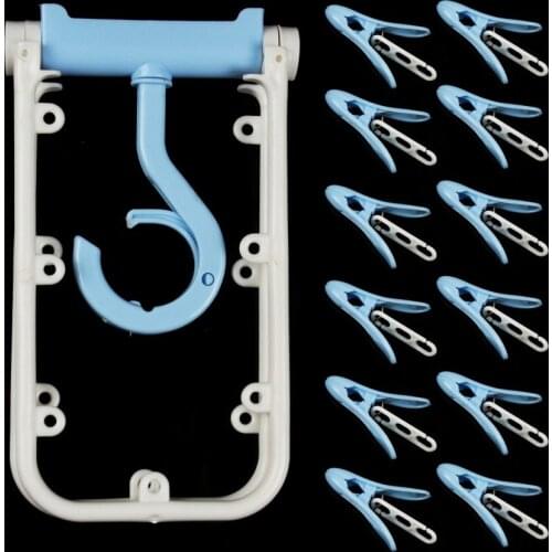 1pcs 12 Clips Foldable Underwear Socks Clothes Hanger Laundry Airer Drying Rack Fashion