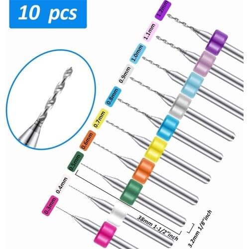 10PCS PCB Drill Bit PCB Fixed Shank Drill 0.3-1.2MM Carbide Micro Mini Drill Bit Tungsten Steel Rotary Tools Small Drill