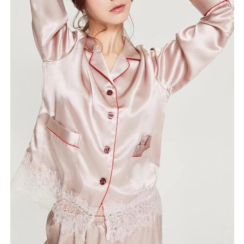 100% Mulberry Silk Pajamas Women Set Summer Autumn Spring Winter Long-sleeved Two-piece Set Home Service Silk Sleepwear