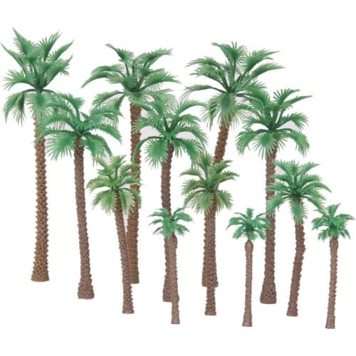 12Pcs Plastic Palm Model Trees HO O N Scale Train Model Kits Railroad Scenery Layouts Diorama Architecture Decor Accessory