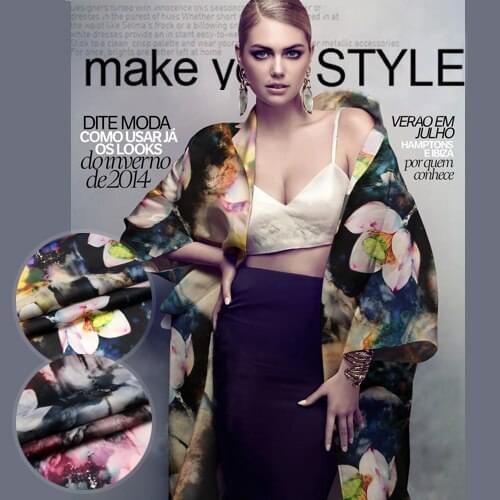 135 cm printed silk organza fabric 14 mm crisp silk fabric for dress micro-perspective dress fabric wholesale silk cloth