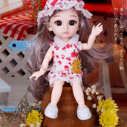 16cm Lovely Golden Wig Princess Doll With Hat Dress Up Girls Play House Toy Birthday Gift