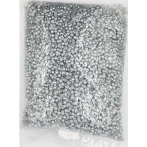 2mm~14mm All Size Lt.Grey Color Flat back ABS round Half Pearl beads, imitation plastic half pearl beads