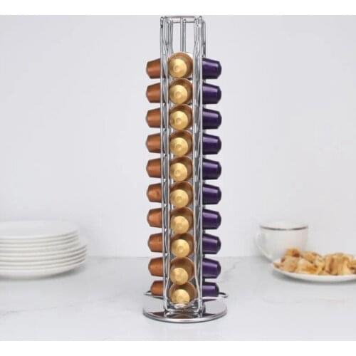 2021Practical Coffee Capsules Dispensing Tower Stand Fits For 40 Nespresso Capsules Storage Pod Holder 3.7cm Capsulas nespresso