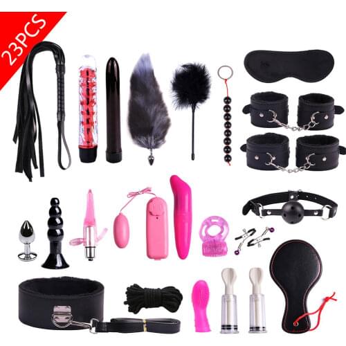 26 PCS Sex Toys For Couples Handcuffs Whip Nipples Clip Blindfold Mouth Gag Adult Sex Toys Kit BDSM Bondage Toy Flirt Games