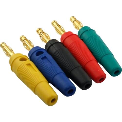 5pcs 4mm Plugs Gold Plated Musical Speaker Cable Wire Pin Banana Plug Connectors 5 color