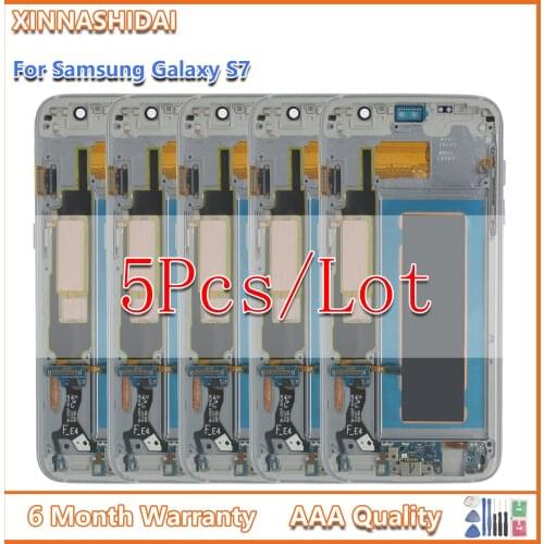 5PCS For Samsung Galaxy S7 Edge G935 G935F SM-G935F LCD Display Touch Digitizer Assembly With Frame