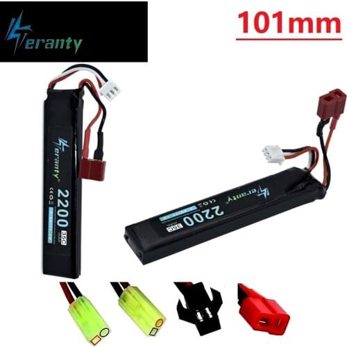 Upgrade Power Water Gun 2S 7.4V 2200mAh 35C Lipo Battery for AKKU Mini Airsoft BB Air Pistol Electric Toys RC Parts M4A1 #101mm