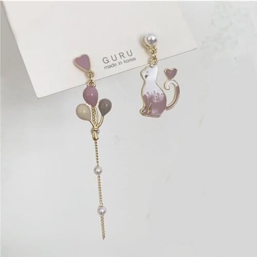 S925 Asymmetric Metal Heart Long Tassel Earrings Fashion Personality Sweet Lovely Girl Baroque Pearl Women Jewelry Accessories
