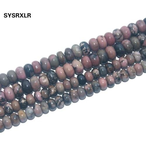 Natural Stone Black Lace Rhodonite Spacer Loose Beads For Jewelry Making DIY Bracelet Material 4*7/5*8 MM Strand