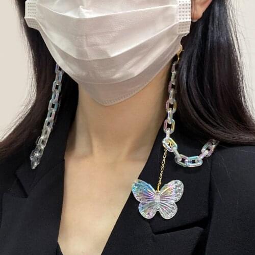 Elegant Butterfly Acrylic Glasses Chain Women Men Face Mask Lanyard Fashion Chain For Mask Holder Neck Cord Sunglasses Strap