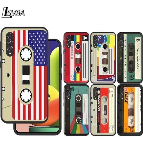 Retro vintage tape for Samsung Galaxy A90 A80 A70 A60 A50 A40 M30 A20E A2Core A10S A10E Silicon Soft Black Phone Case