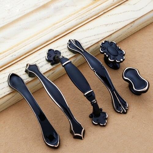 Black Gold Rim European High-End Decorative Furniture Door Handle Modern Zinc Alloy Bedroom Bathroom Door Knobs Hardware Handle