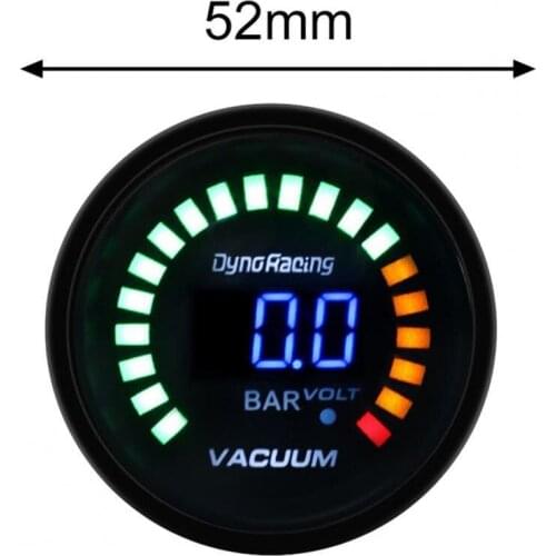 Digital Meter 2-Inch 52mm LED Digital Anti-rust Mini Digital LED Car Vacuum Gauge for All 12V Cars