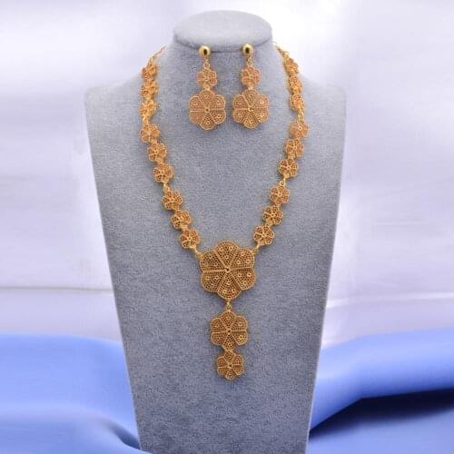 Indian Chokers Wedding Chain Jewelry Sets Gold Color Earrings For Women African/Dubai/Arab /Party Wife Gifts