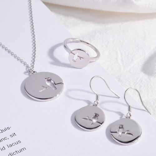 TGNEL 100% S925 Sterling Silver Jewelry Set Drop Earrings Rings Pendants Creative Animal Bird Design Fine Jewelry for Women