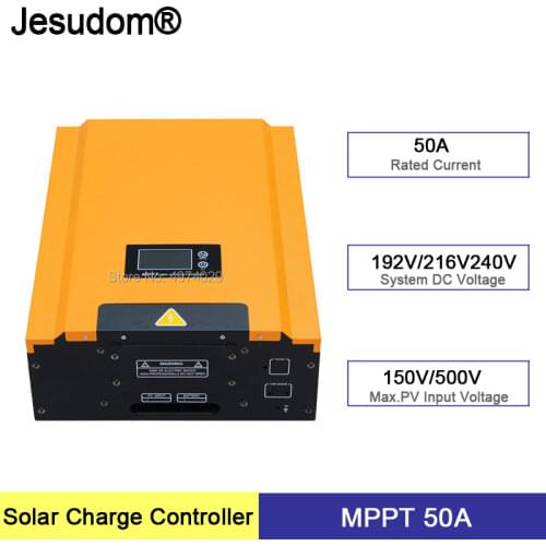 50A Solar Charge Controller with MPPT LCD Display 192V216V240V PV Home Battery Charger Solar Cell Panel Charger Regulator