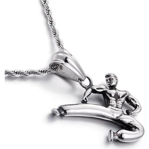 The new titanium steel martial arts master character Kung Fu sports pendant foreign trade stainless steel men 's jewelry