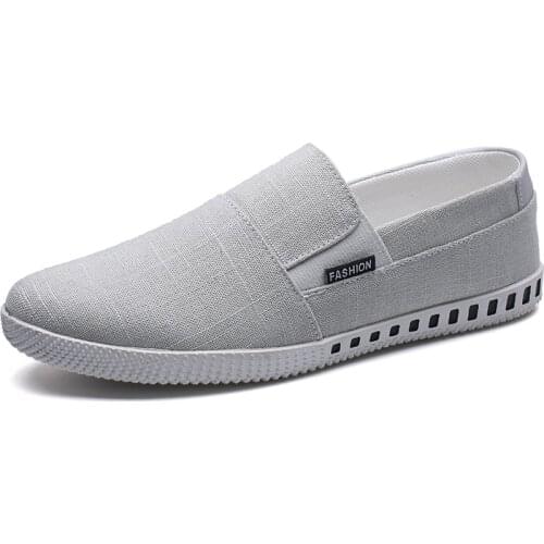2021 Fashion Summer Canvas Men Shoes Breathable Non-leather Casual Shoes Driving Shoes Slip-on Mens Flat Comfort Soft Loafers