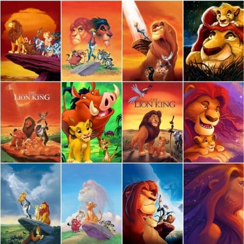 Disney Lion King 5D DIY Diamond Painting Wall Art Mosaic Cross Stitch Kit Diamond Embroidery Children Room Decoration Pictures
