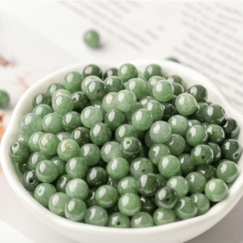 Natural handcarved green jade beads DIY 100% real green jade bracelets accessories jade gift bead bangle bracelets 5-13mm