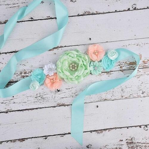 Fancy Women Flower sash Bridal belly belt Baby Shower party Maternity Sash Photo Prop Wedding Bride Flower Belt