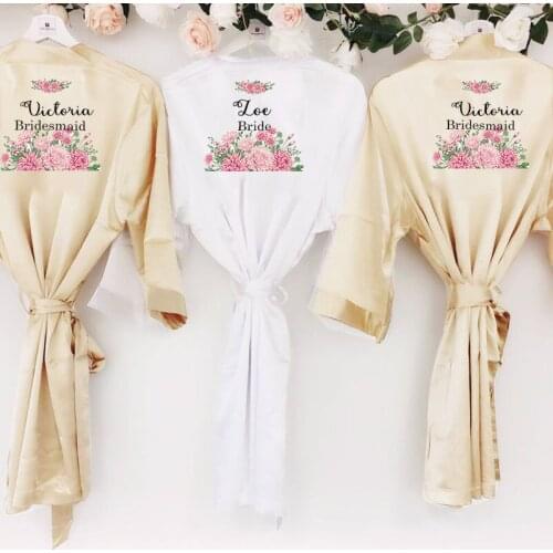 Bride satin robe women sleepwear bridal wedding team bride squad bridesmaid sister of groom kimono robes