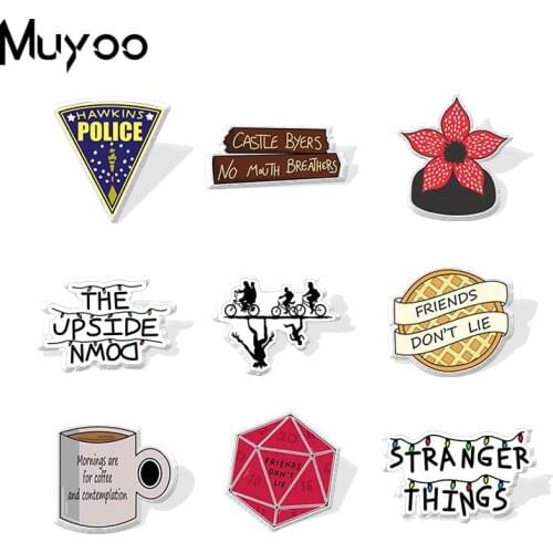 New Fashion Horror TV Shows Characters Friends Don't Lie Funny Handmade Acrylic Epoxy Resin Lapel Pin Badges