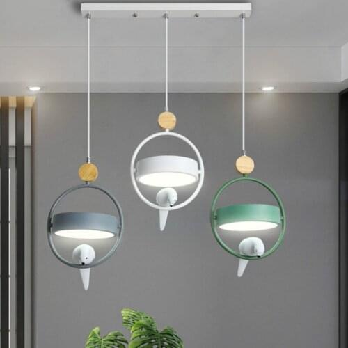 New Nordic Net Red Personality Lamp Creative Dining Room Bar Iron Three Head Macaron Restaurant Chandelier LB032013
