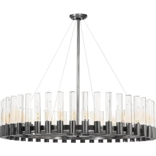 New light luxury crystal chandelier Nordic round living room decoration dining room engineering lamp custom