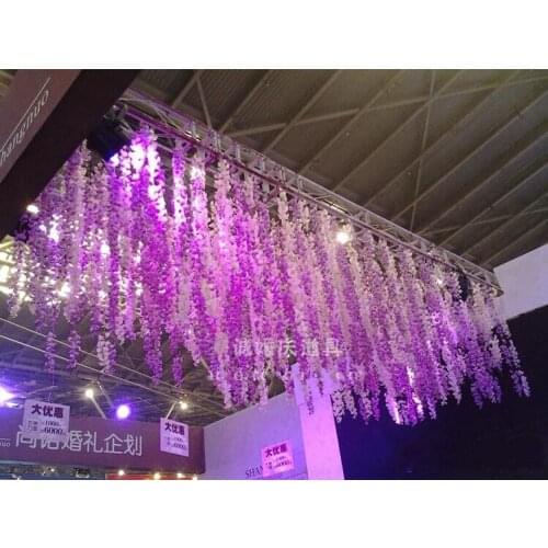 New 2018 White Artificial Hanging Orchids Fake Silk Flower Vine For Wedding Backdrop Party Decoration Supplies free shipping