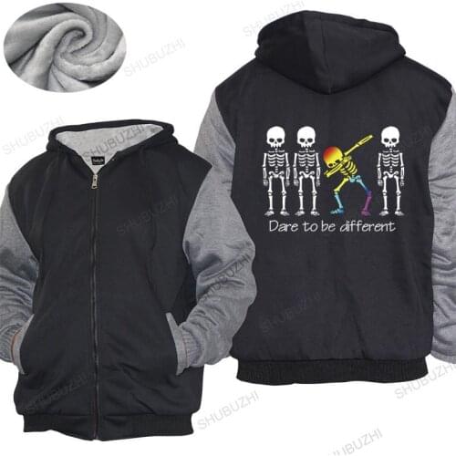New Arrived Mens hoodies Men hoodies Dare To Be Different LGBT Dabbing Skeleton Halloween Bigger Size Homme shubuzhi thick hoody