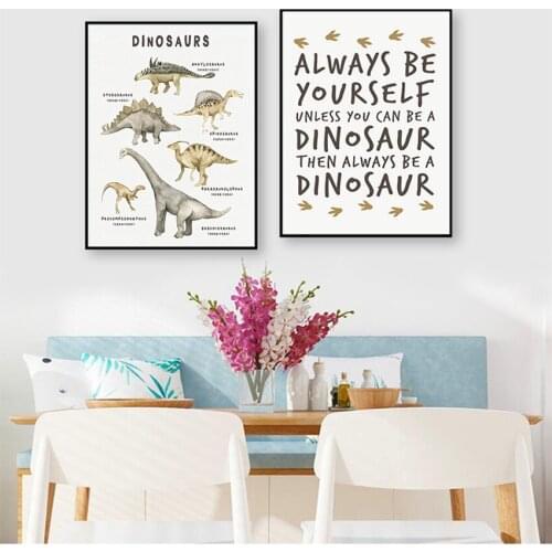 Educational Picture Nursery Kids Room Decor Boy Room Wall Art Print Dinosaur Canvas Painting Modular Print Playroom Chart