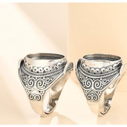 12*16mm 925 STERLING SILVER men Semi Mount Bases Blanks base blank Pad VINTAGE wedding rings ring Setting set men diy A5371
