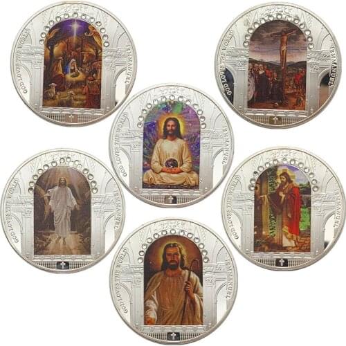 The Last Supper of Jesus Silver Plated Color-Printed Medal Easter Collectible Coin Lucky Coin Gift Challenge Coin