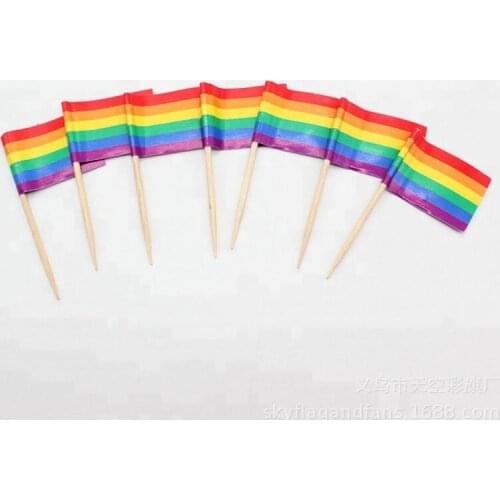 Rainbow Flag Toothpick Lesbian Gay Pride LGBT Flag Banner Cooktail Sticks Picks LX6418