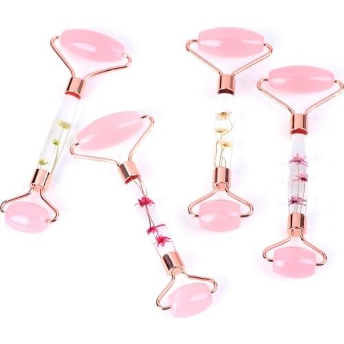 Facial Roller Rose Quartz Board Face MassagerNatural Jade Roller Jade Stone Gua Sha Set Anti Aging Massage For Back Body Neck