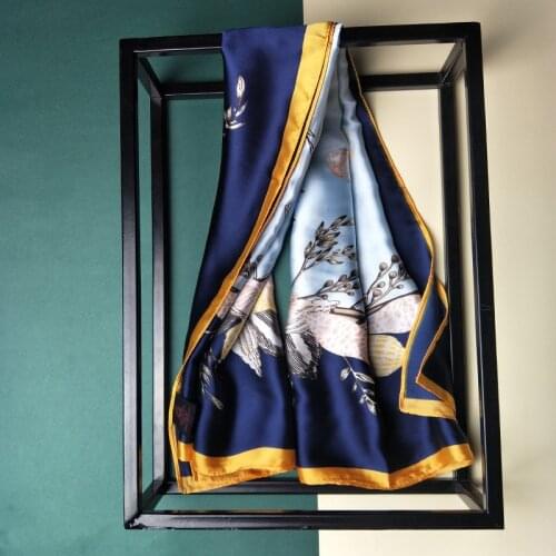 Luxury Floral Print Hijab Scarf For Women Square Shawls Twill Silk Neck Scarfs Female 90cm*90cm Head Scarves For Ladies Dropship