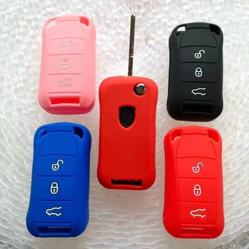 Car Silicone Key Cover Case for PORSCHE Cayenne Remote Holder Bag Protector 3 Button Fob