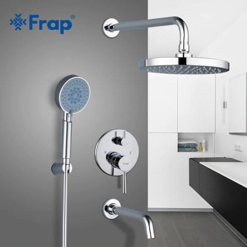 Frap bathroom Shower Faucet round ABS Shower Head Bath Shower Mixers set with Handshower Wall Mount Shower system Arm Y24011